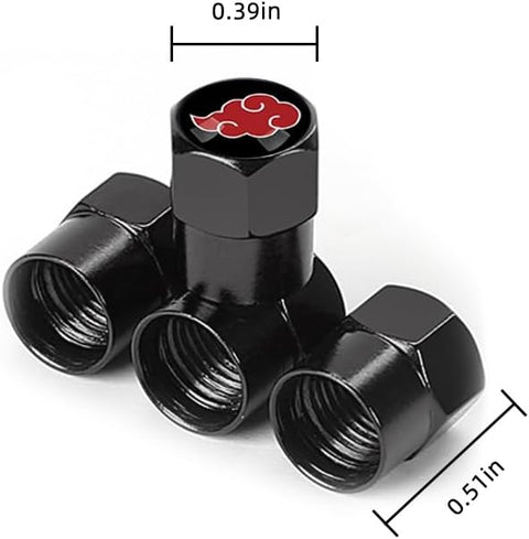 Naruto Anime Uchiha Black Tire Valve Caps – 4Pcs Car Valve Stem Caps for Cars, Bikes, Trucks & Motorcycles
