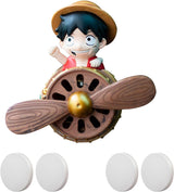 Cute Pilot One Piece Car Air Freshener Ocean Scent – Rotating Propeller Aroma Diffuser with Vent Clips & Aromatherapy Tablets